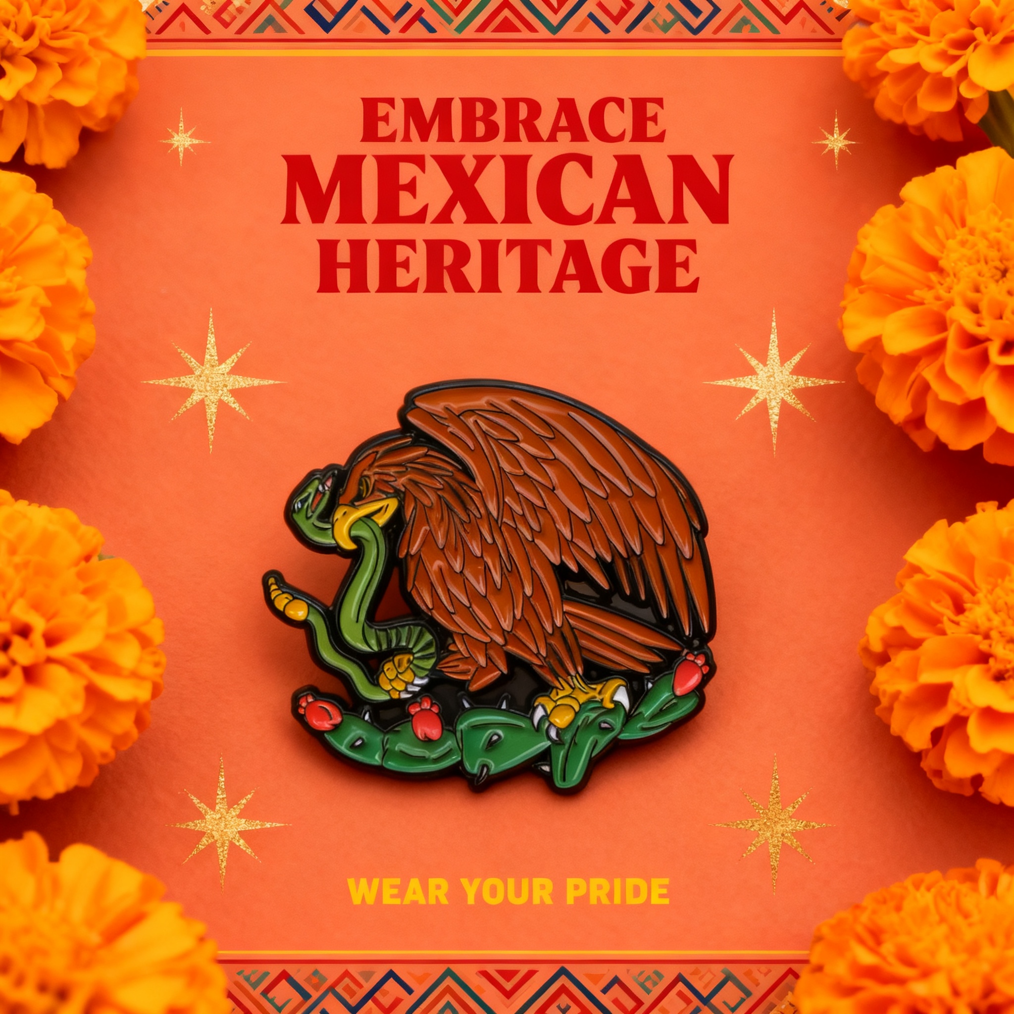 Men'S Accessories Backpack - Mexican Eagle Enamel Pin Mexico Flag