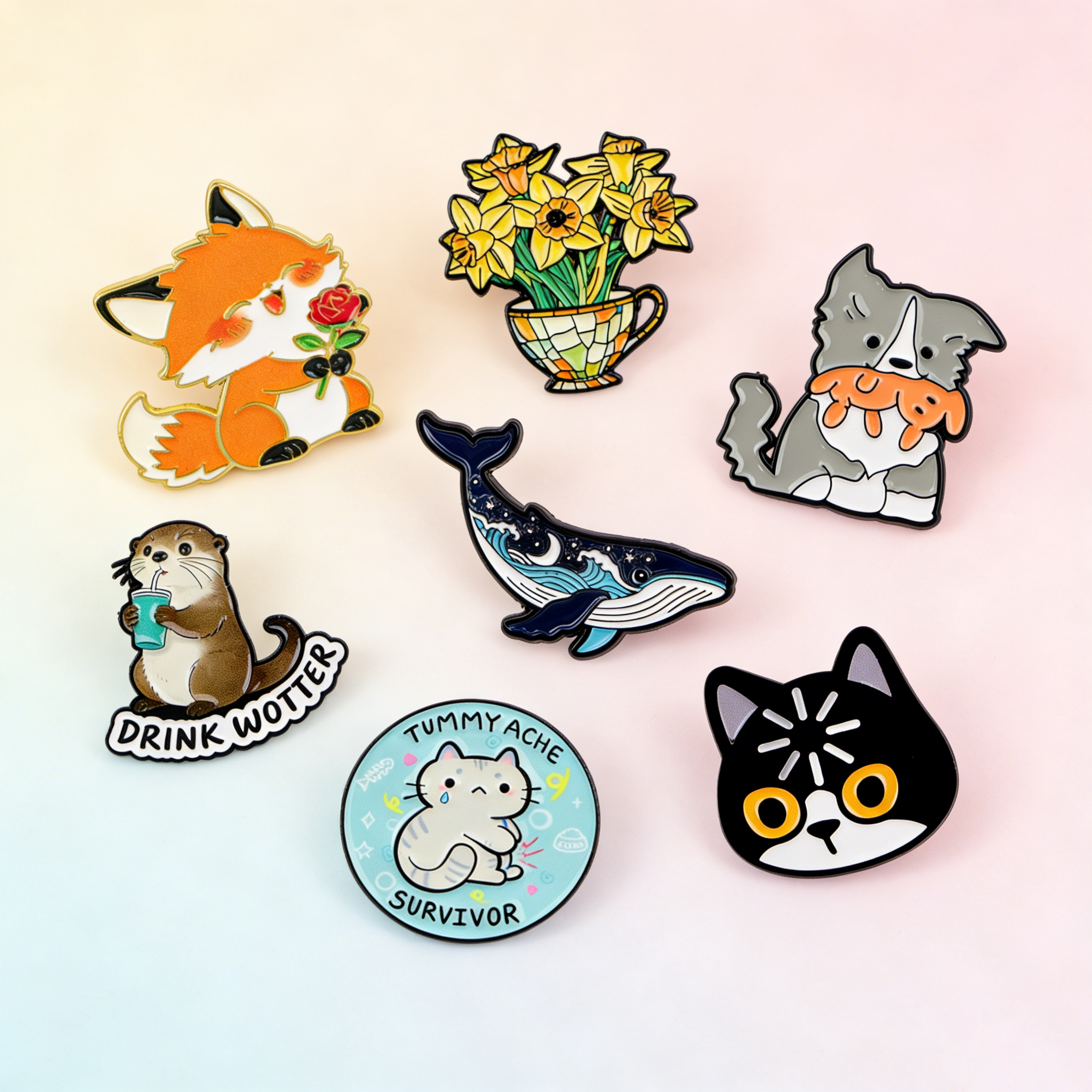 Men'S Accessories Backpack - Cute Cartoon Fox Rose Brooch on