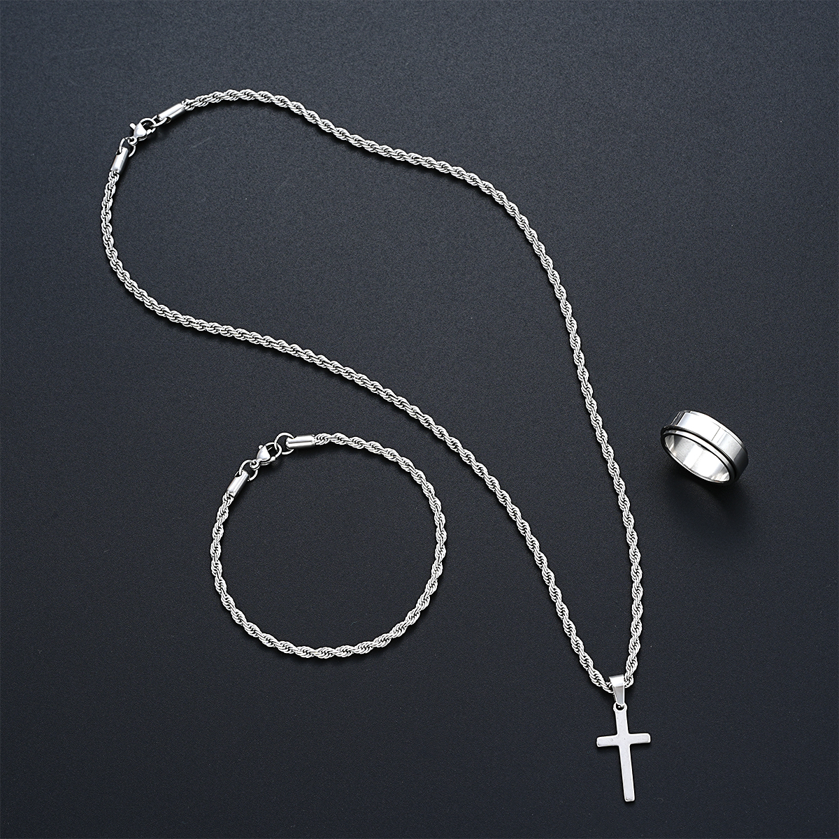 Unisex Stainless Steel Cross J - Men Accessories Combo Gift recension och pris