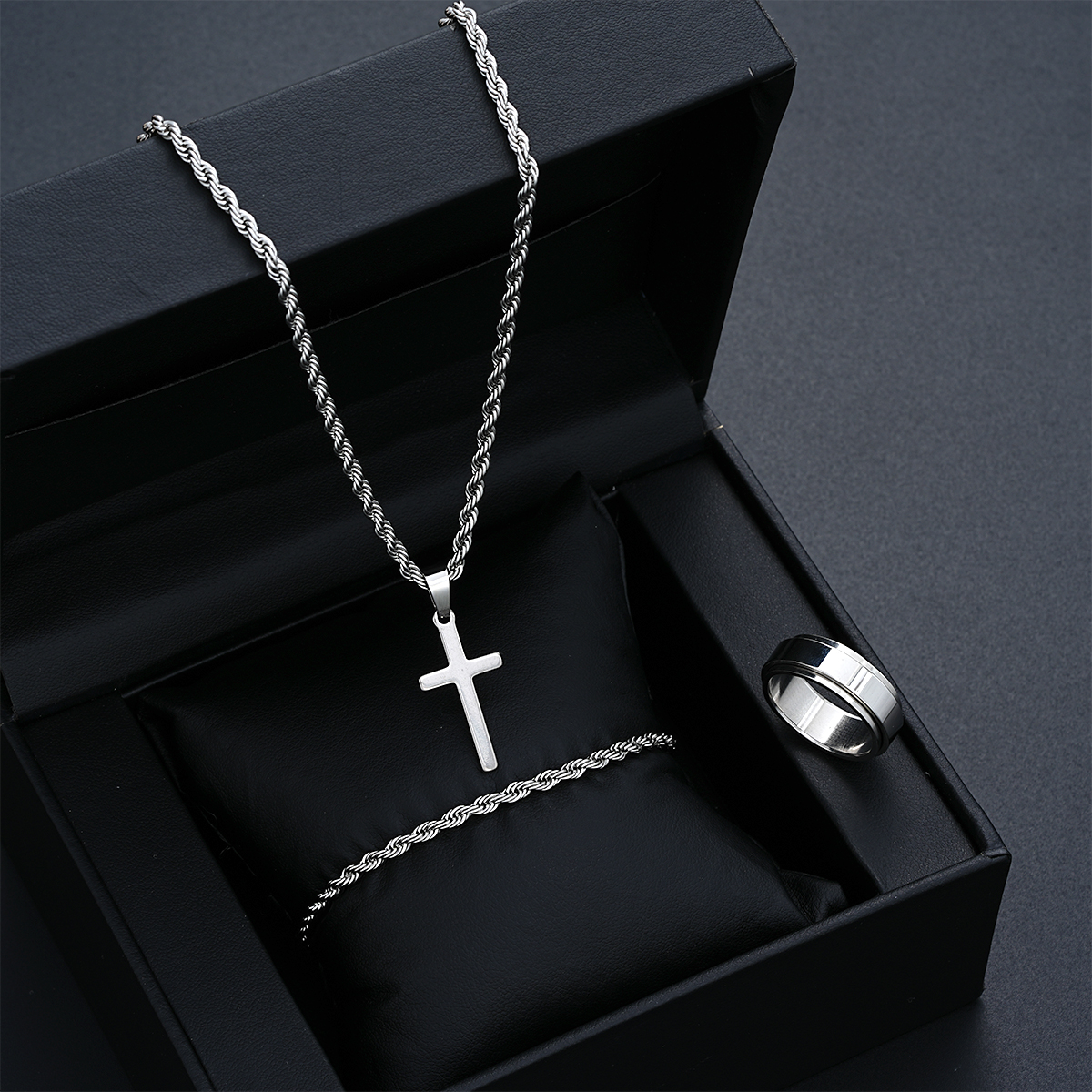 Unisex Stainless Steel Cross J - Men Accessories Combo Gift recension och pris