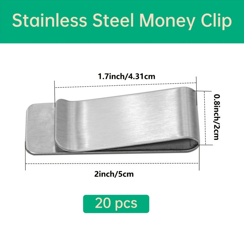 20PCS Stainless Steel Silver S - Money Clip Slim recension och pris