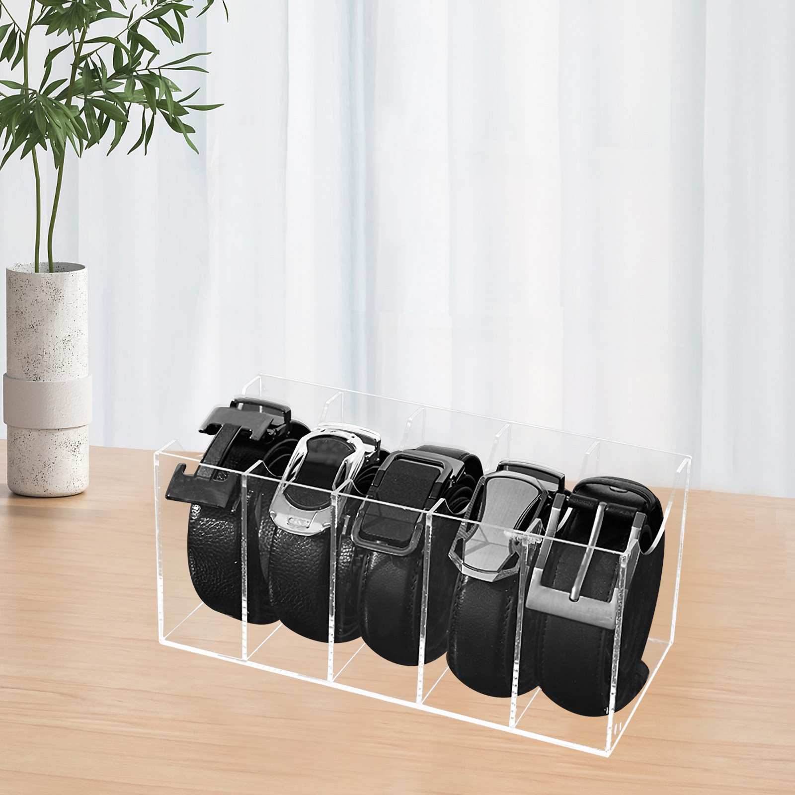 5-Slot Acrylic Belt Organizer  - Men'S Accessories Holder recension och pris