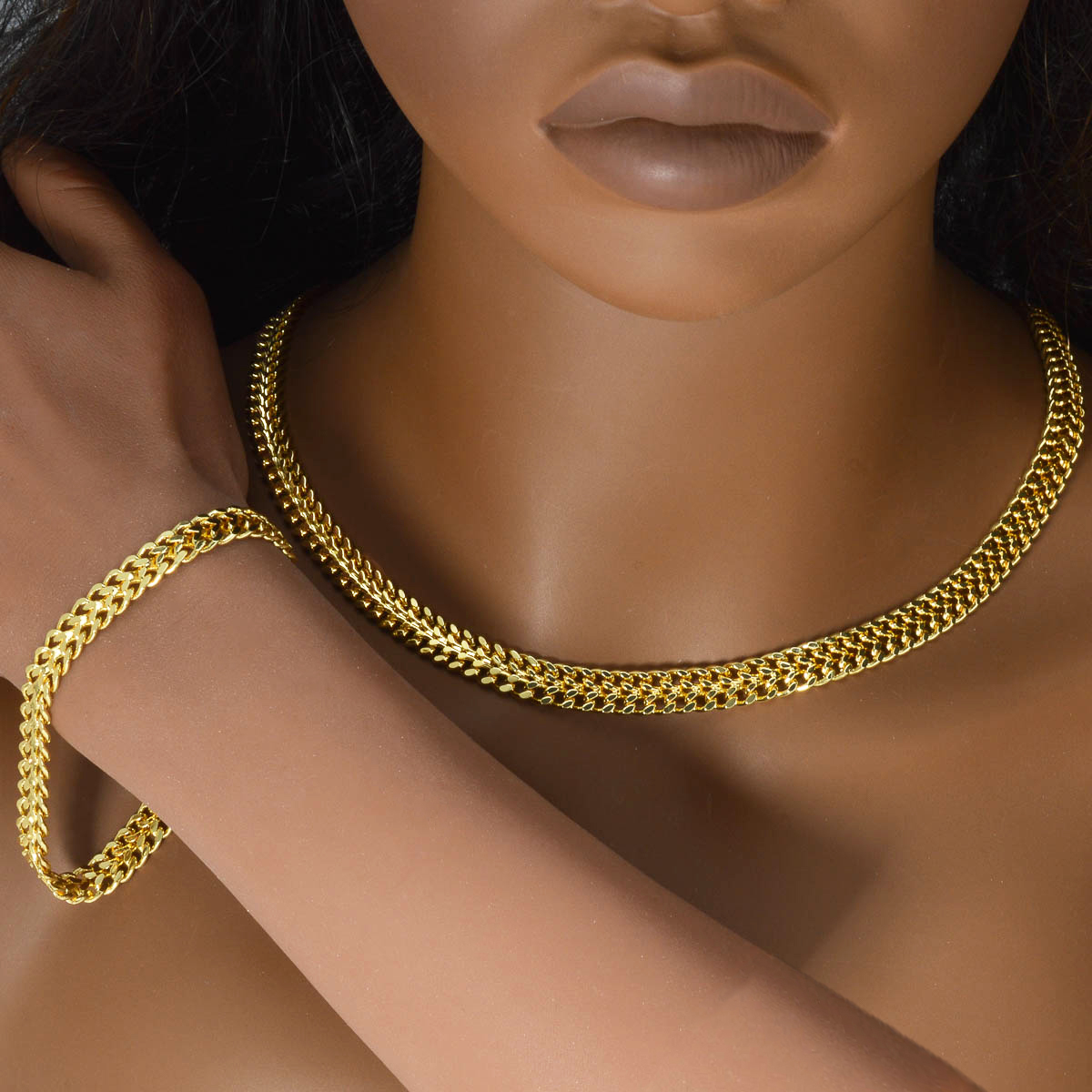 Curb Chain Jewelry Set 14K Gol - Men Accessories Combo Gift recension och pris